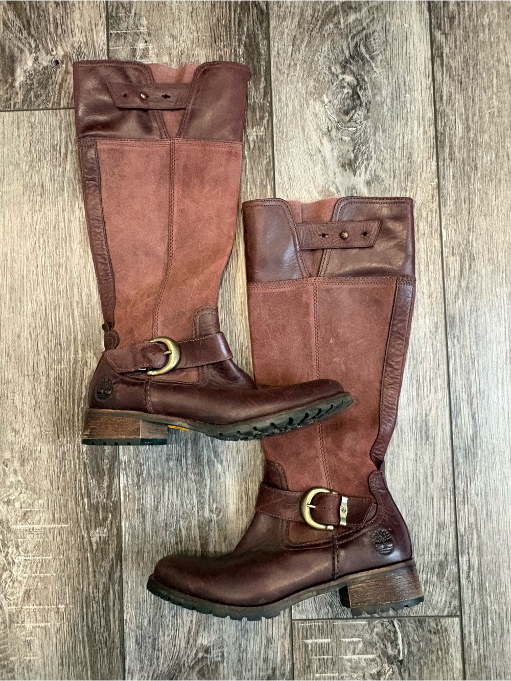 Timberland Burgundy Leather Zip-up Riding Boots- Size 7.5